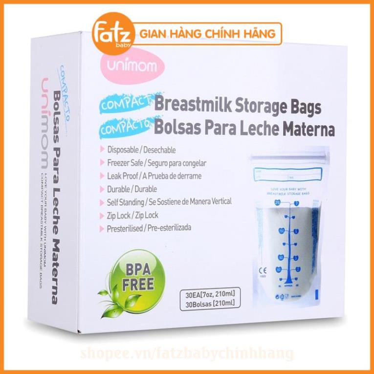 TÚI ĐỰNG SỮA MẸ (TRỮ SỮA MẸ) UNIMOM COMPACT KHÔNG CÓ BPA 210ML (10 TÚI/HỘP)