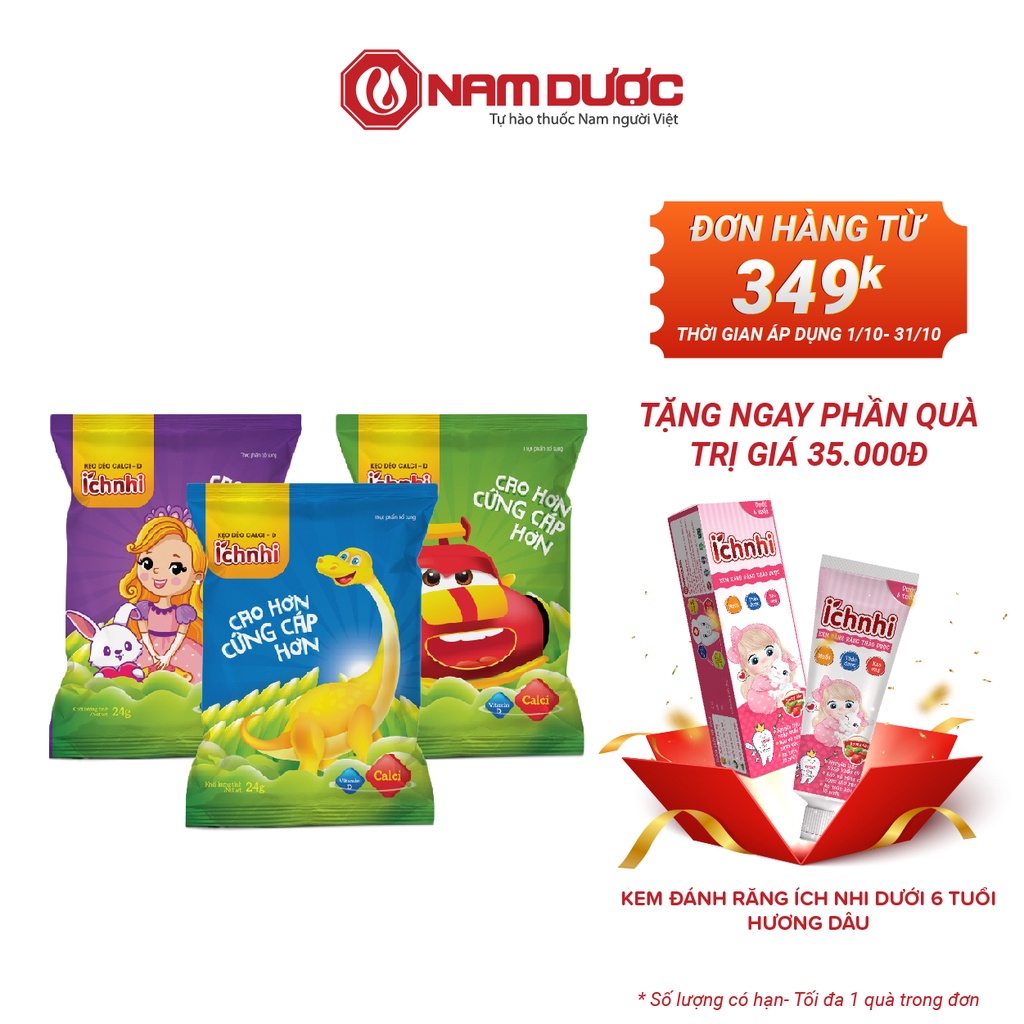 Kẹo dẻo Calci-D Ích Nhi dây 10 gói cho bé bổ sung canxi, phát triển chiều cao và hoàn thiện hệ xương, răng
