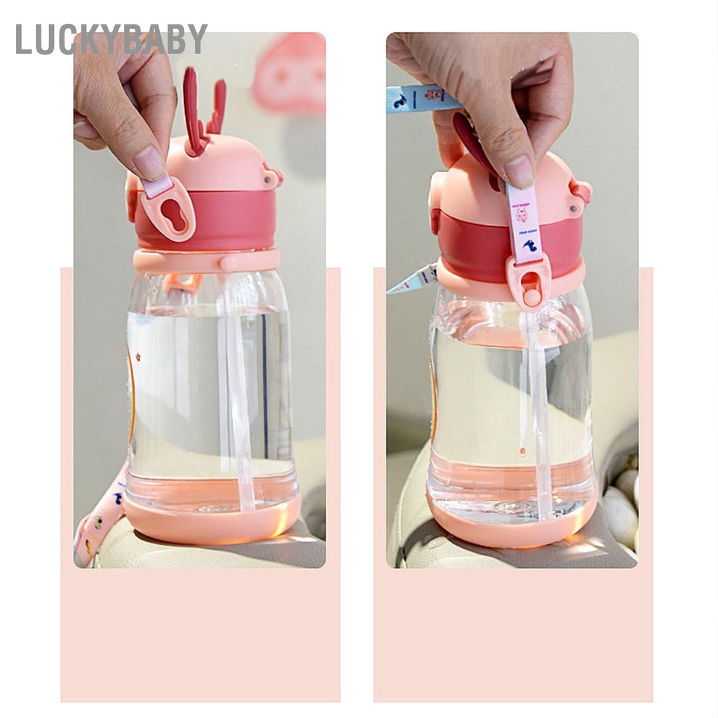 Bình nước ống hút trẻ em 600ml, bình cho bé hình sừng hươu dễ thương - Ống mềm Silicone Phim hoạt hình - LUCKYBABY