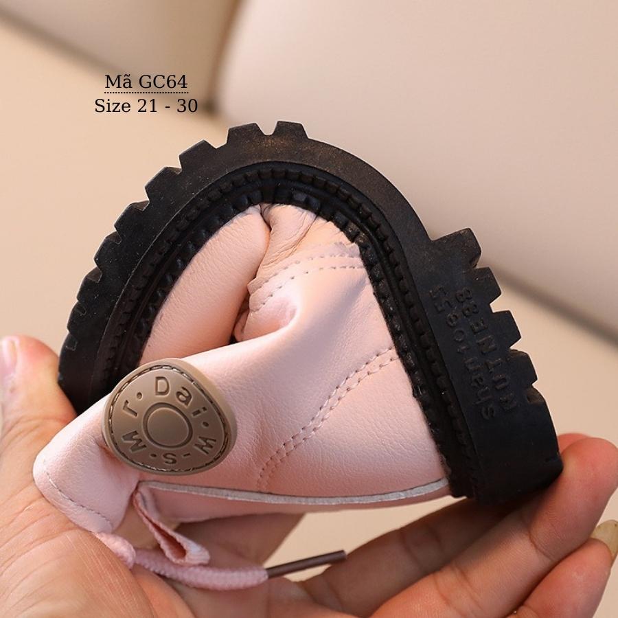 Giày Boots cổ cao màu hồng xinh xắn và dễ thương cho bé gái 1 - 5 tuổi phong cách Hàn Quốc GC64