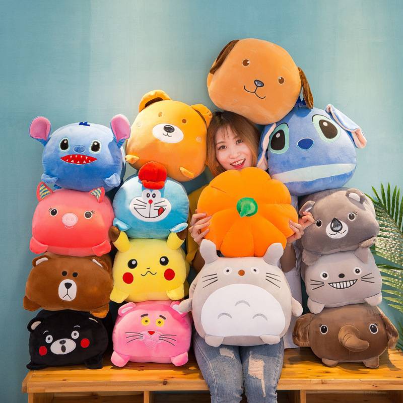 Gối Ôm Hình Báo Hồng / Stitch / Pikachu / Kỳ Lân Dễ Thương Dùng Làm Quà Tặng Sinh Nhật