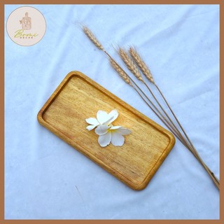 Khay gỗ decor BOMI - Khay gỗ đựng đồ ăn gỗ đỏ, gỗ dâu hình chữ nhật trang trí siêu xinh BOMK47C