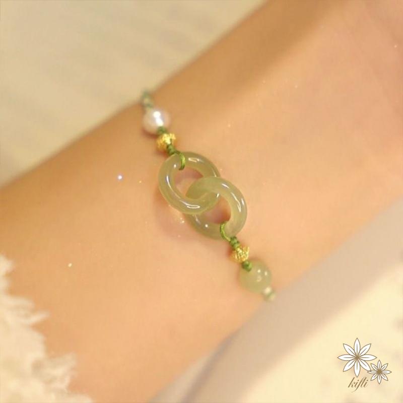 Vòng Tay Bện Dây Đính Ngọc Trai Giả Xinh Xắn Cho Nữ