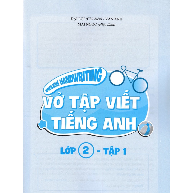 Sách - English Handwriting - vở tập viết Tiếng Anh lớp 2 tập 1