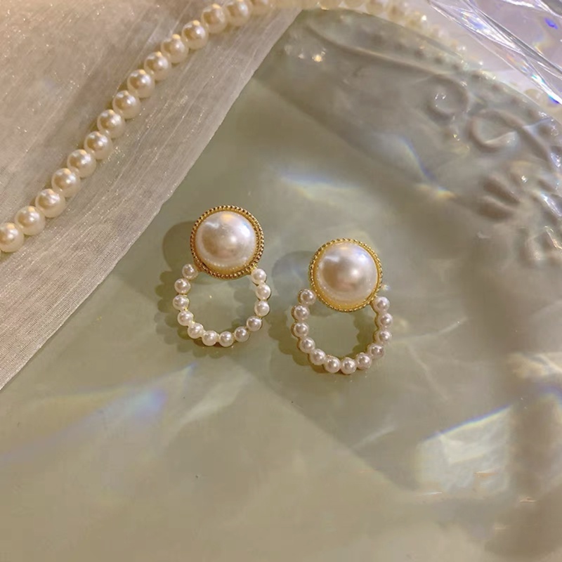 Đôi Khuyên Tai Đính Ngọc Trai Phong Cách Hàn Quốc Thời Trang Cho Nữ