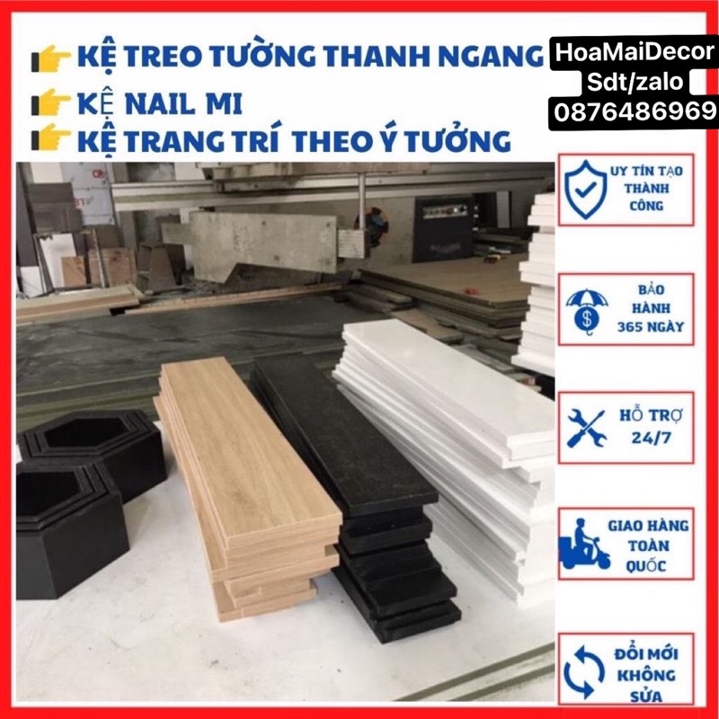 Kệ gỗ decor treo tường 80x15cm (có cắt theo yêu cầu,hoả tốc TPHCM )