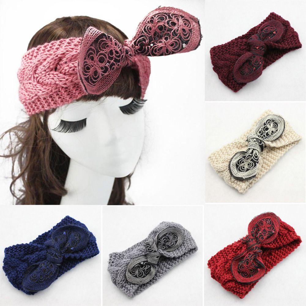 Băng Đô Dệt Kim Đính Hoa Tai Thỏ Phong Cách Vintage