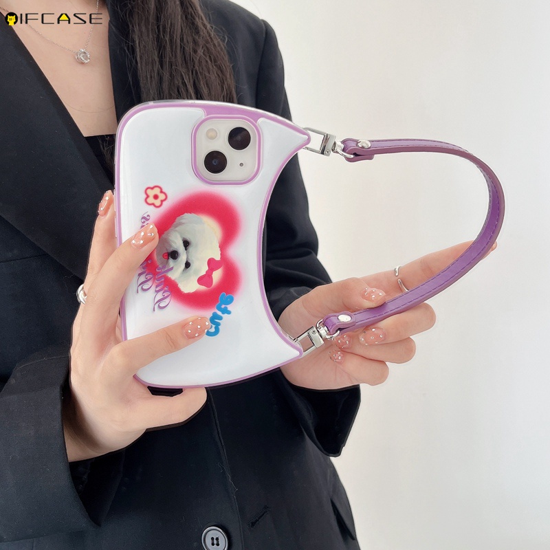 Ốp Điện Thoại Dạng Túi Xách Hình Cún 3D Có Dây Đeo Chống Sốc Cho iPhone 14 Plus 14 13 12 11 Pro Max