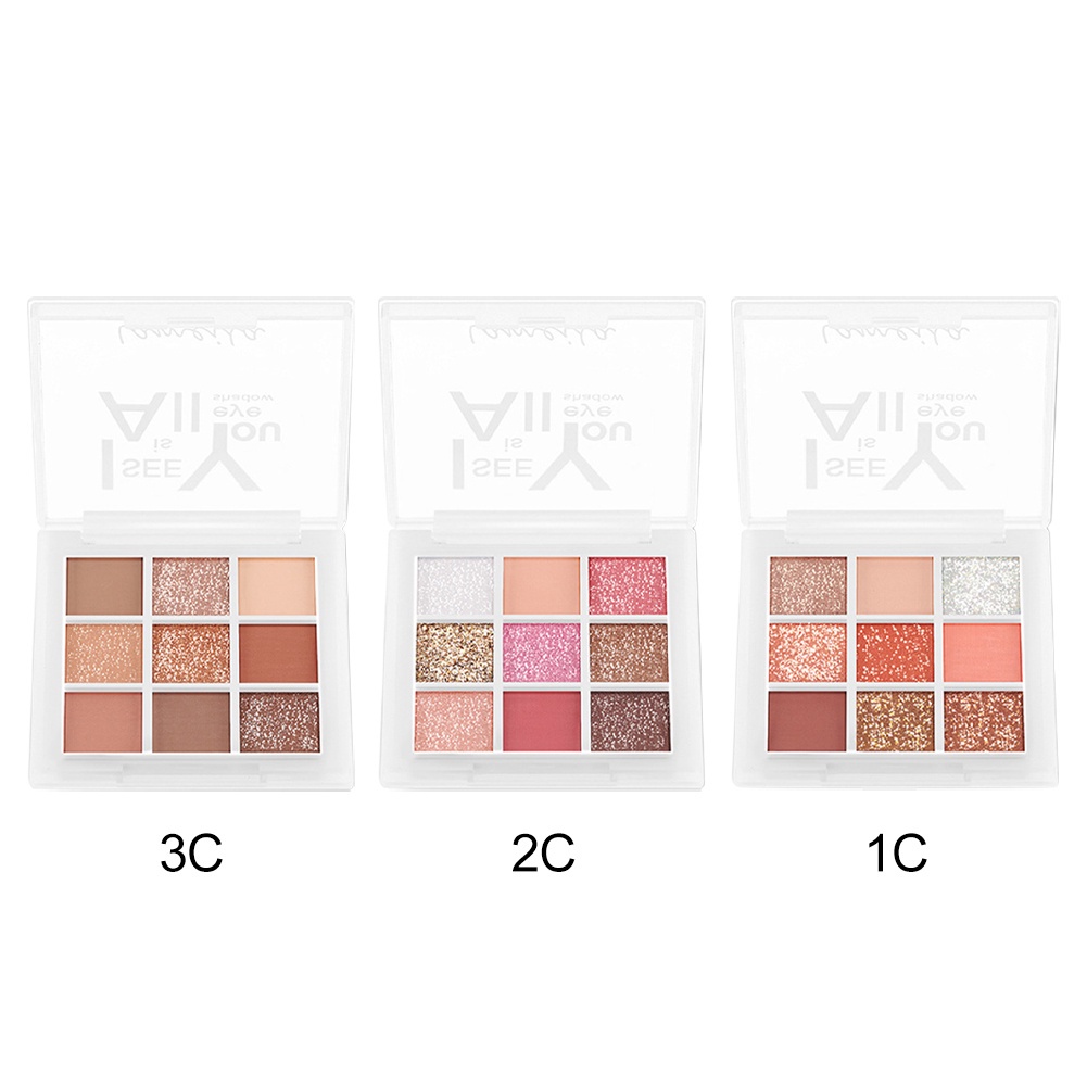 Bảng Phấn Mắt 9 Màu Sắc Hiệu Ứng Lì / Ánh Nhũ Thời Trang