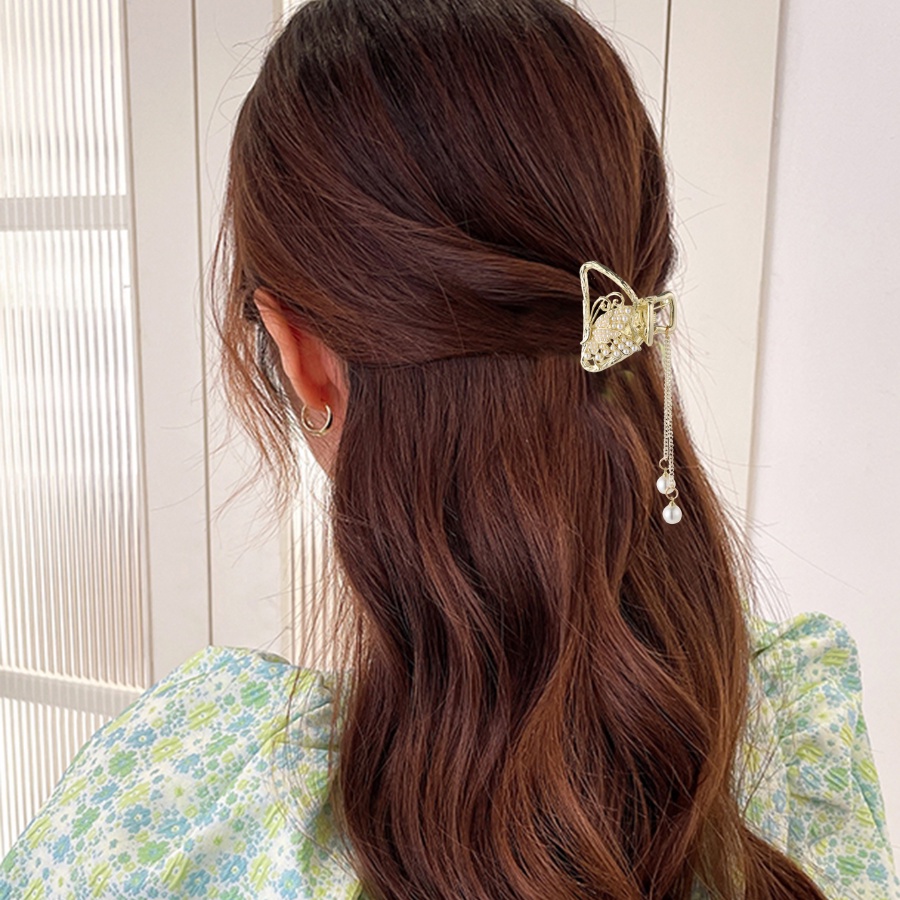 Kẹp Tóc Dạng Chuỗi Hạt Phối Hoa Và Tua Rua Bằng Hợp Kim Dễ Thương Cho Bé Gái