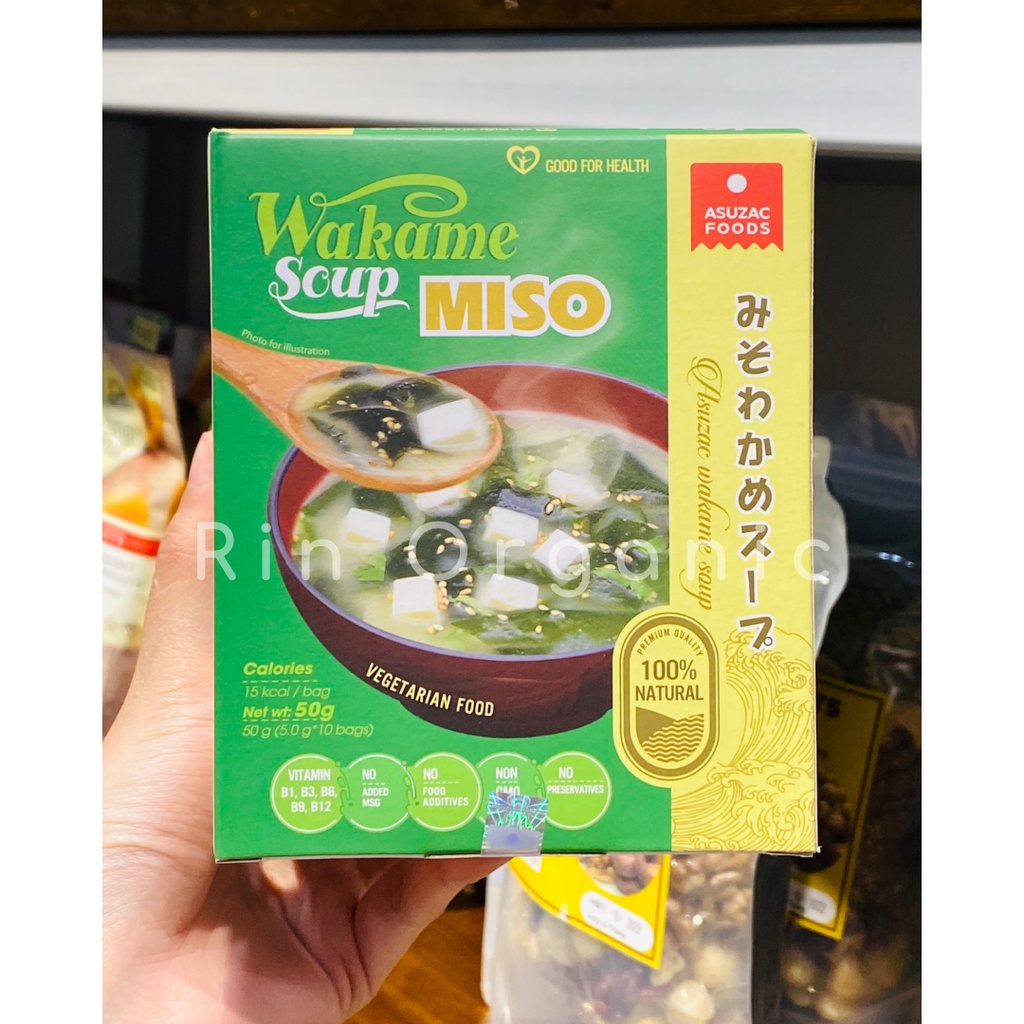 Canh rong biển Miso Asuzac hộp 50g (5g x 10 gói) - Asuzac Wakame Soup