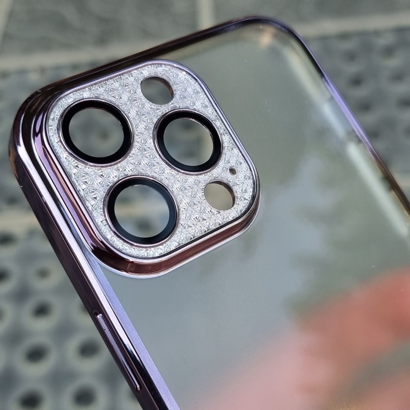 Ốp lưng Sualada họa tiết camera đính đá cho iPhone 14 Pro Max, 14 Plus, 14 Pro, 14 lưng nhám viền màu sang trọng