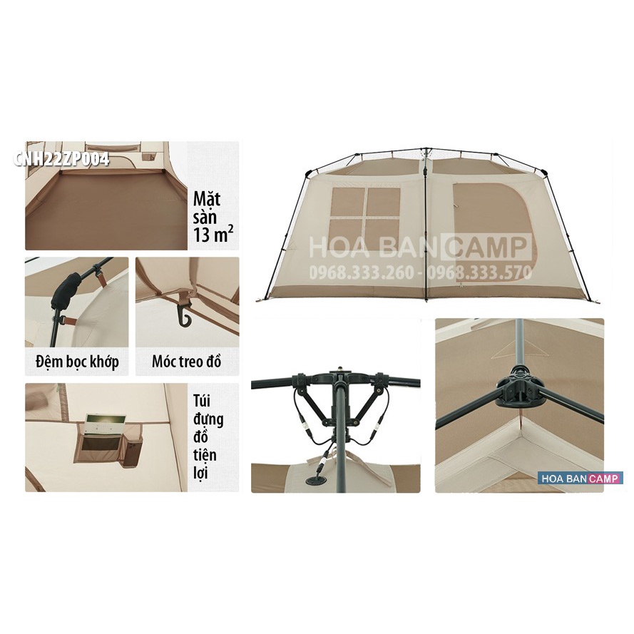 Lều Glamping Tự Bung 5-8 Người 2 Phòng Ngủ NatureHike Village 13 CNH22ZP004