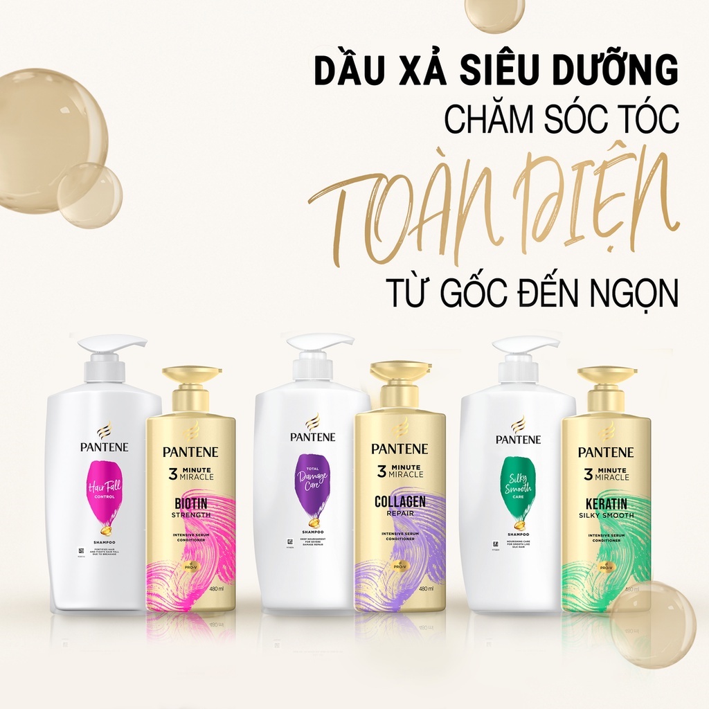 Combo Pantene Phục Hồi Hư Tổn: Dầu gội 900ml + Kem xả 3MM 480ml