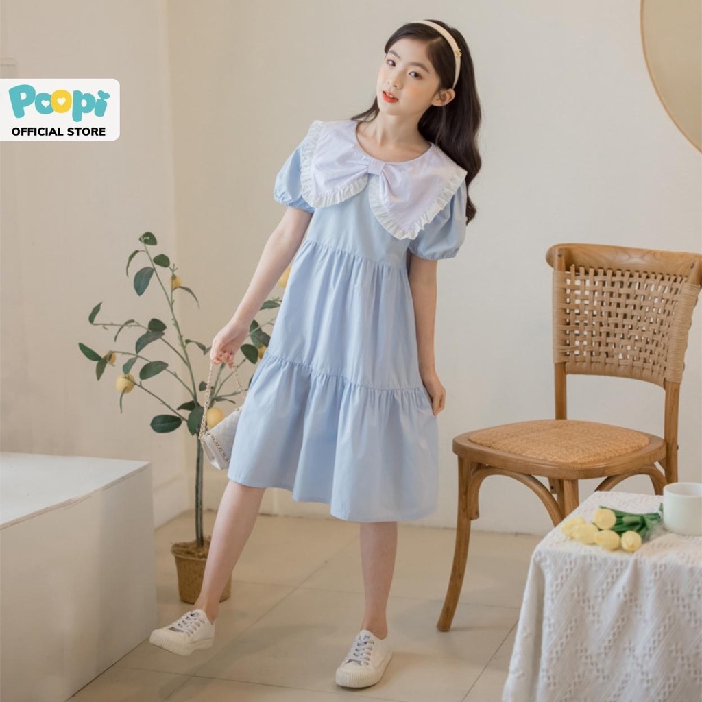 Váy Bé Gái Poopi Dáng Xòe Cho Bé Mặc Đi Chơi Đi Học, Đầm Bé Gái Xinh Đẹp