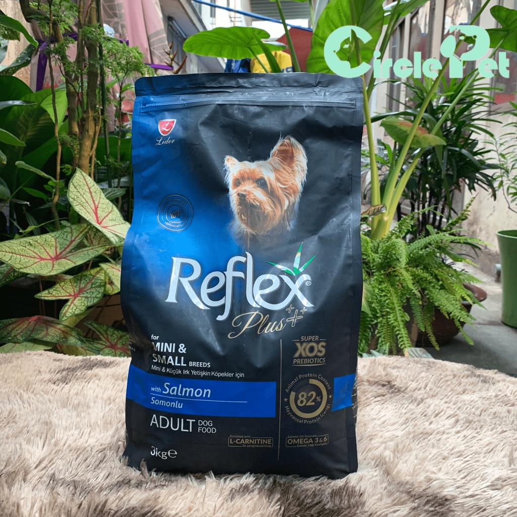 Thức ăn hạt Reflex Plus cho chó vừa và lớn vị cá hồi cải thiện hệ tiêu hóa túi 3kg - Circle Pet