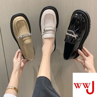 Giày lười da đế dày phong cách anh quốc cho nữ size 35-43 41 42