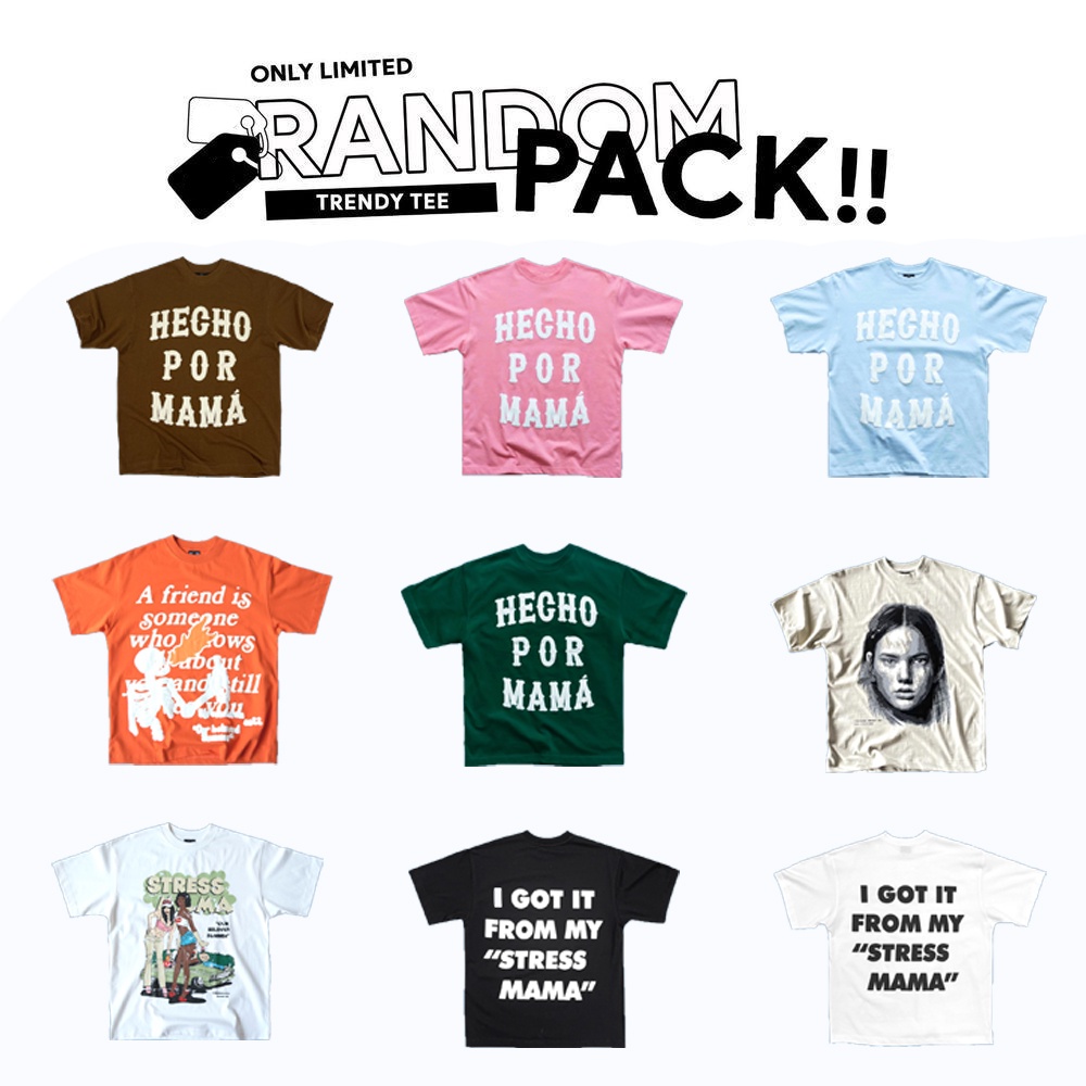 Stressmama - Random pack - Áo thun (100% cotton 2 chiều), quần short dù, quần đùi vải bố (350gsm) Local Brand