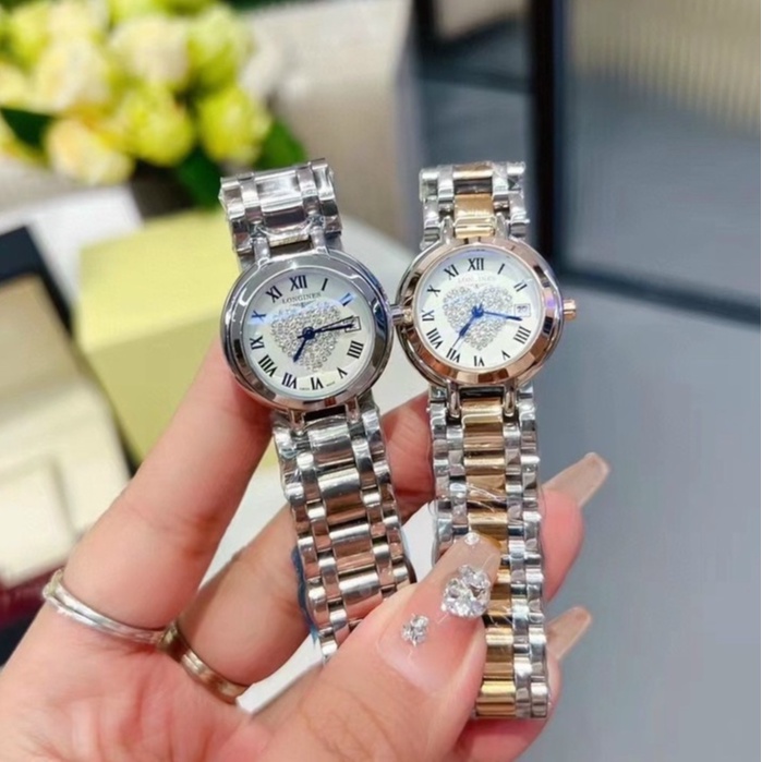 Đồng hồ nữ đẹp LG mặt đính đá trái tim, dây thép không gỉ,bền đẹp siêu dẽ thường dành cho nữ [ Đồng Hồ Husso ]