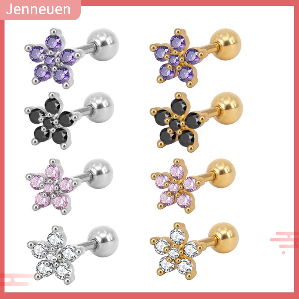 1 Khuyên Xỏ Sụn Tai Đính Đá Zircon Hình Hoa Thời Trang Cho Nữ