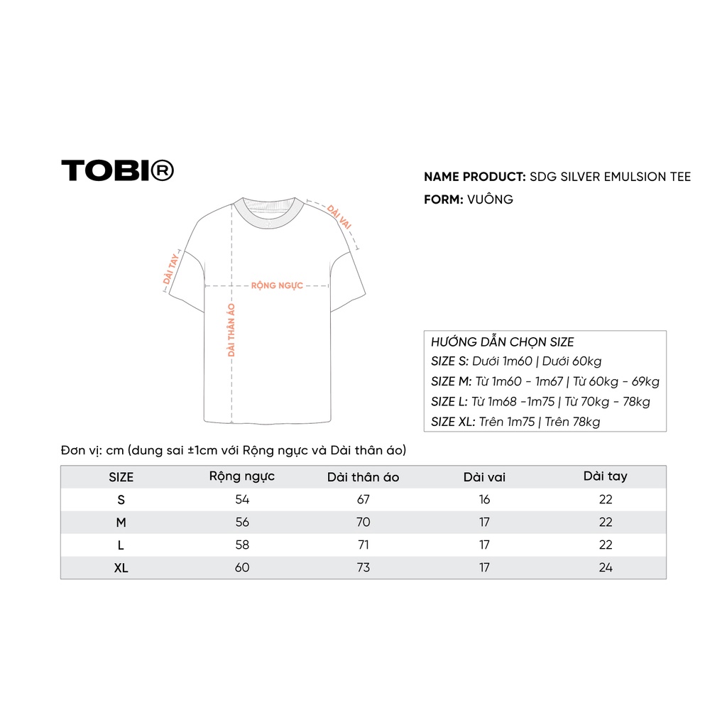 Áo thun tay lỡ in chữ bạc SDG TOBI - SDG Typo Silver