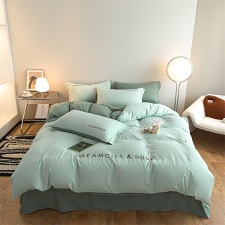 Bộ chăn ga cotton linen, set chăn ga dream city mẫu mới 2022