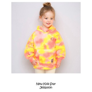 Áo nỉ hoodie da cá Jelispoon màu loang vàng cam