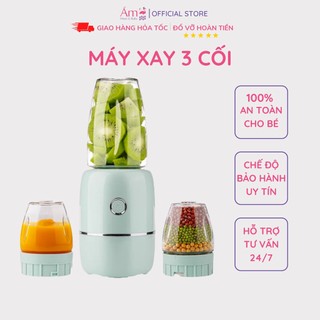 Máy Xay Ăn Dặm Cho Bé Đảm Bảo Nhuyễn Máy Xay 3 Cối Thủy Tinh Ấm Baby Cối Xay Ăn Dặm Cho Bé