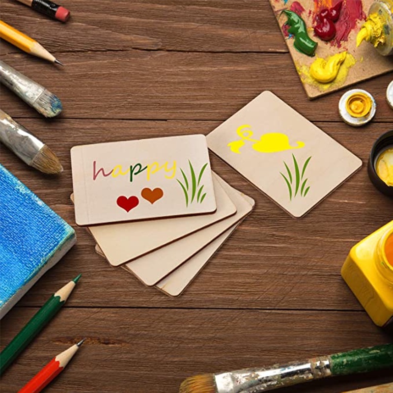 Set 100/ 250/ 500 Miếng Gỗ Hình Chữ Nhật Nhiều Kích Thước Tự Trang Trí Tô Màu Tiện Lợi