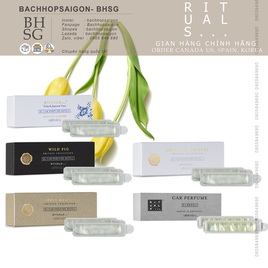 Refill Sáp thơm ô tô kẹp cửa gió rituals car perfumes - lõi nạp lại