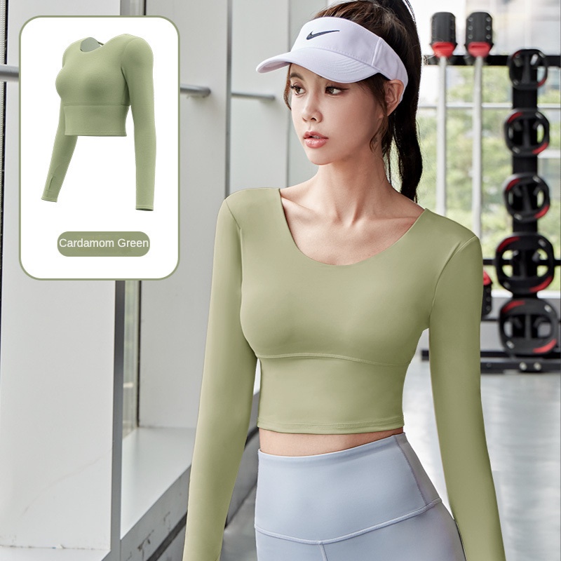 Áo Tập Yoga Tay Dài Có Đệm Ngực Khô Nhanh Phong Cách Mới Mùa Thu Cho Nữ