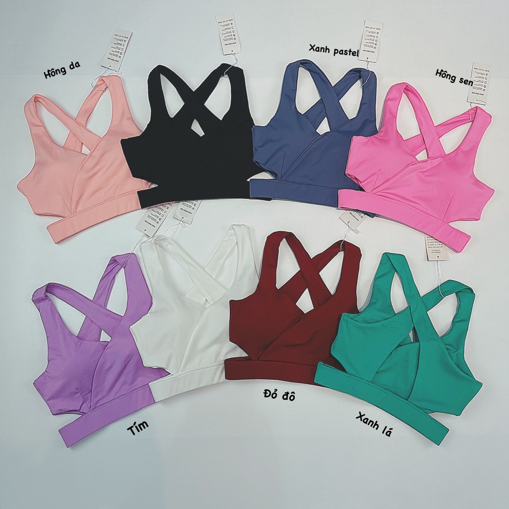 Bra cut eo đắp chéo kèm mút tập gym, yoga chất vải thấm hút mồ hôi - Yoga An Viên