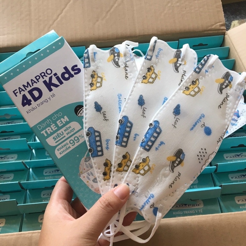 Khẩu Trang FAMAPRO 4D Trẻ Em - Hộp 10 Cái