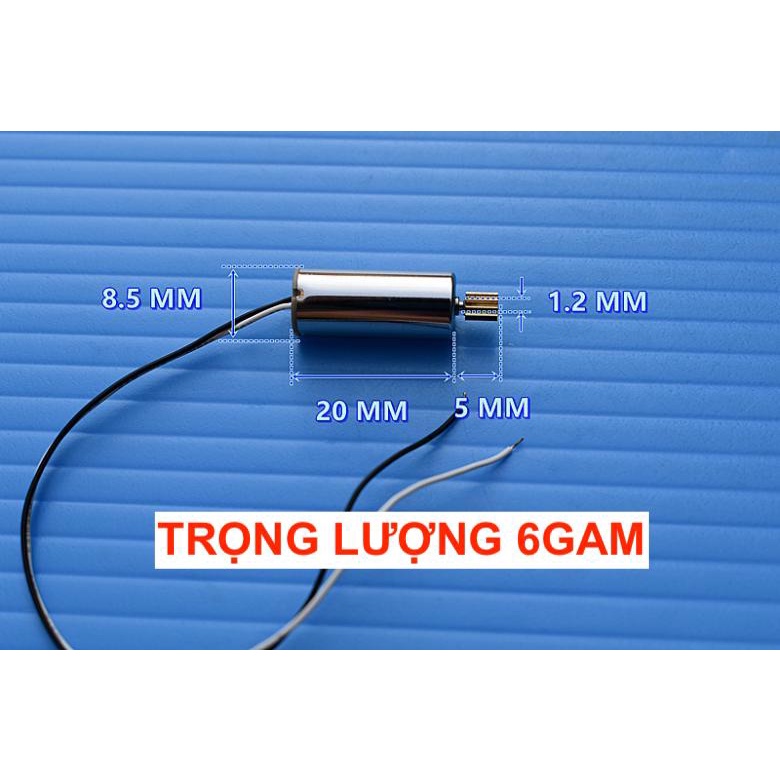 2 motor máy bay mini coreless 8520 thuận nghịch kèm bánh răng dây đen trắng xanh đỏ 3.7V 51000 RPM - LK0388