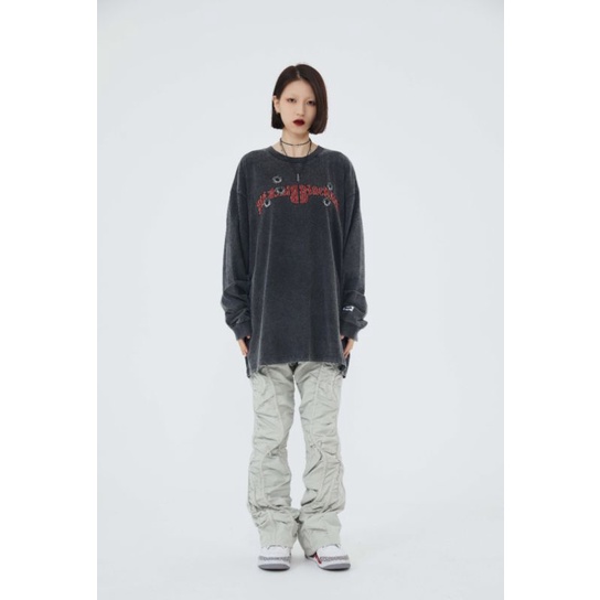 Áo thun dài tay BLACK AIR COWBOY - Áo long sleeve retro vintage wash