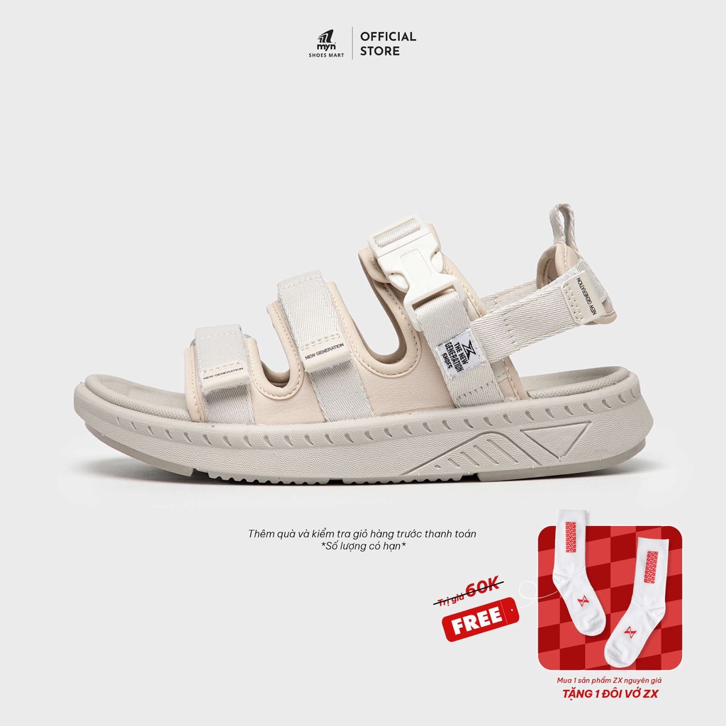 Sandal ZX Unisex ZX 3715 Light Cream 3 quai khóa cài, quai sau có thể tháo rời, đế Phylon 3 lớp chống mòn chống trơn