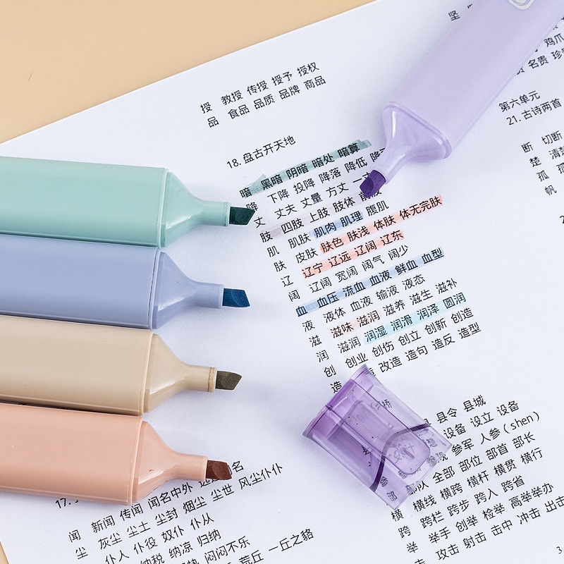 <Video Review> Set 4 Bút Dạ Dánh Dấu Cỡ To Dáng Béo Màu Pastel Morandi Xinh Xắn G015