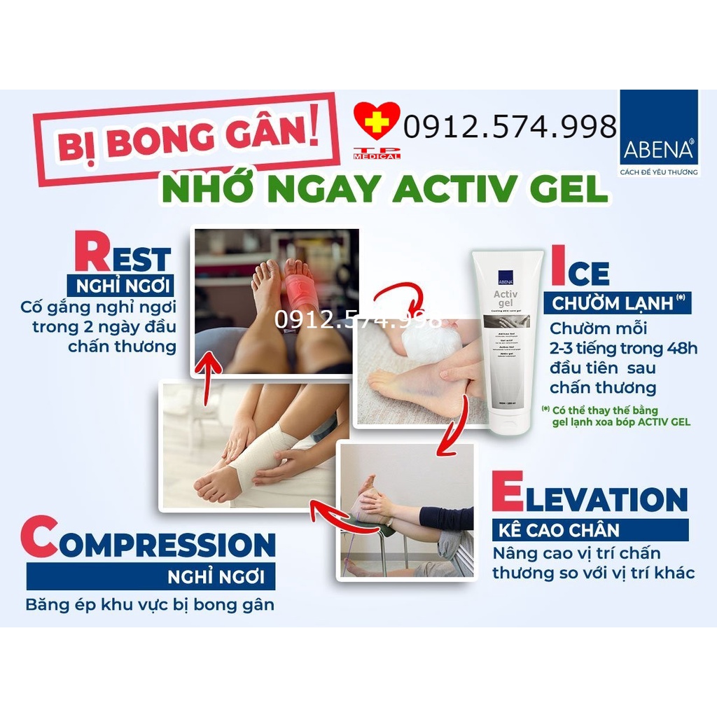 Gel xoa bóp lạnh giảm đau cơ Abena ActivGel Nhập Khẩu Đan Mạch 250ml