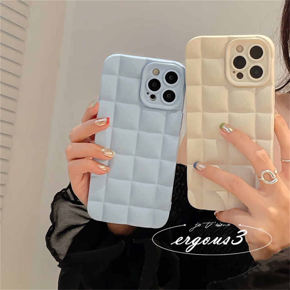 Ốp Điện Thoại Mềm Họa Tiết Caro / Xanh Dương / Xám Đơn Giản Thời Trang Cho iPhone 13 12 11 Pro Max SE2020 X XR Xs Max 7 8 Plus