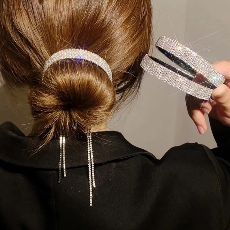 Kẹp Tóc Đuôi Ngựa Đính Đá Lấp Lánh Phong Cách Hàn Quốc