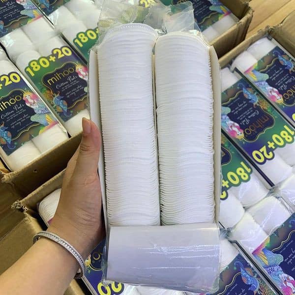 Bông Tẩy Trang Mihoo Bông Tròn Túi 200 Miếng Mermaid Cotton Pads -100% Cotton Tự Nhiên Độ Co Giãn Cao