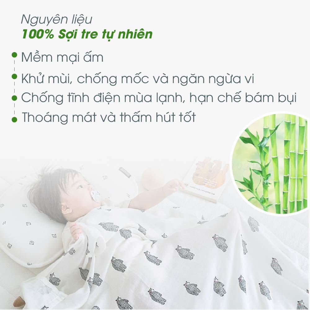 Chăn Cotton Sợi Tre 4 Mùa Cho Bé, Mềm Mịn, Thoáng Khí, An Toàn Cho Bé - Thương hiệu DonoDono Hàn Quốc