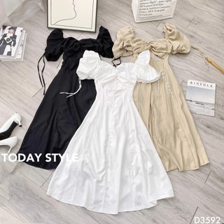 Đầm tay phồng hở eo dự tiệc today style d3592 sang trọng