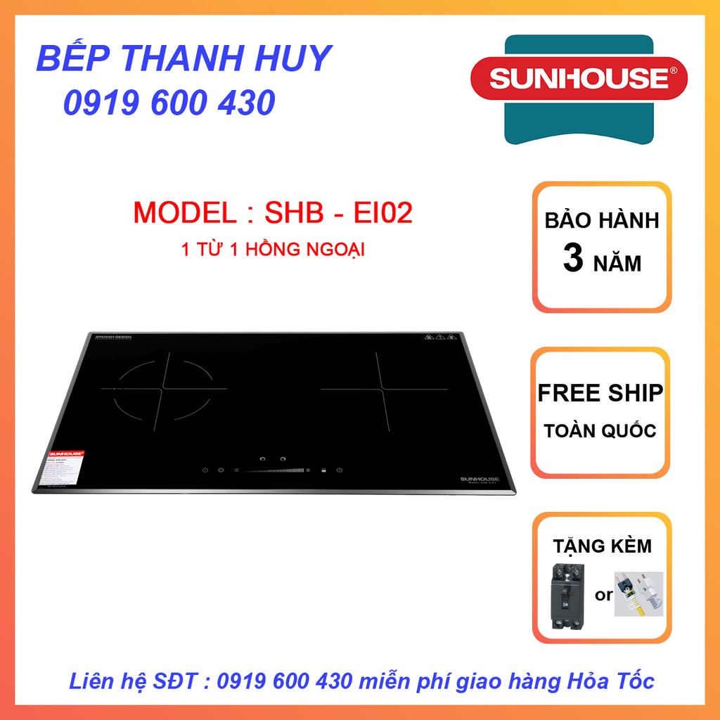 Bếp điện từ đôi SUNHOUSE SHB - E/D102 | Bếp điện từ chính hãng giá rẻ, an toàn tiết kiệm điện