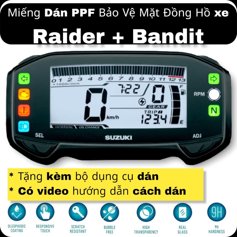 PPF Dán Bảo Vệ Mặt Đồng Hồ Suzuki Raider Bandit