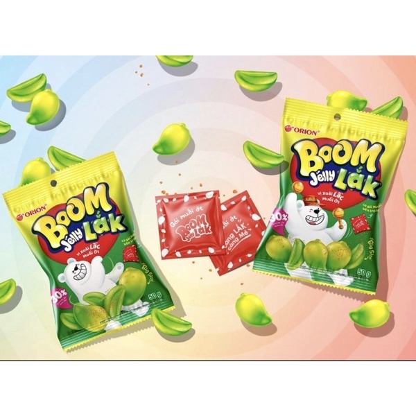 KẸO DẺO BOOM JELLY ORION 25GR VỊ ĐÀO, NHO, XOÀI MUỐI ỚT, DÂU