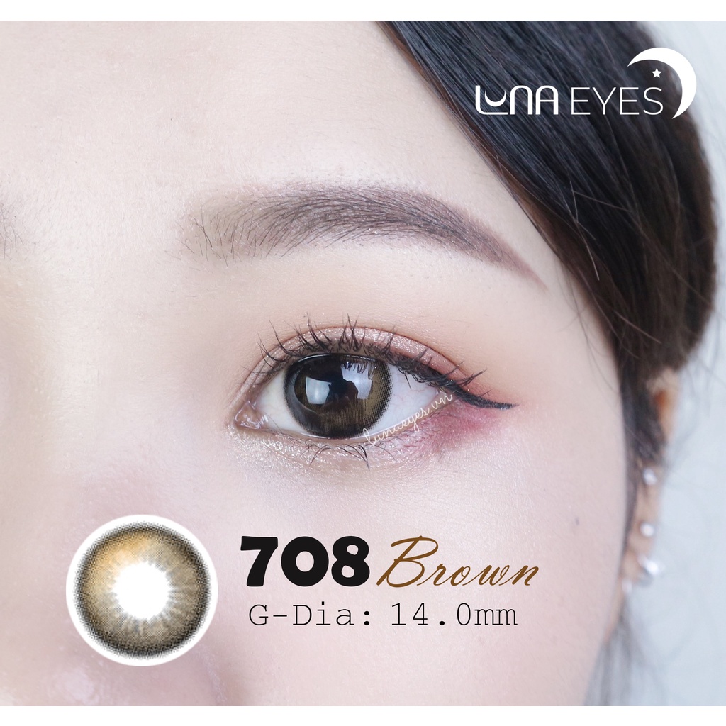 Kính áp tròng LUNA EYES 708 BROWN - Lens size nhỏ