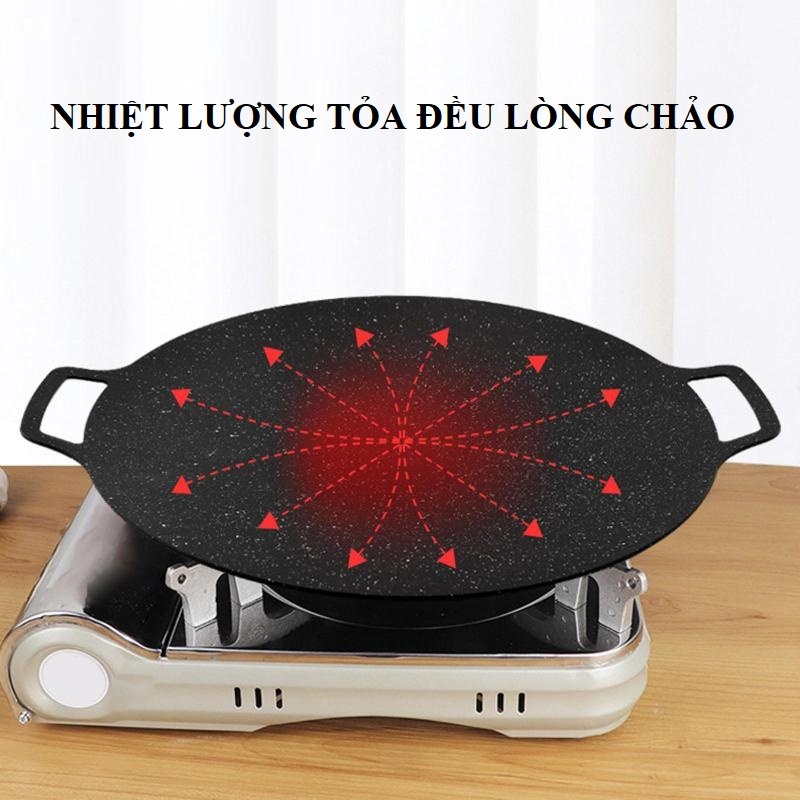 Chảo Nướng Vân Đá Siêu Chống Dính Kiểu Hàn Quốc Size 34cm, Chảo Chiên, Xào, Rán, Nướng BBQ - Tuấn Tú Office Store