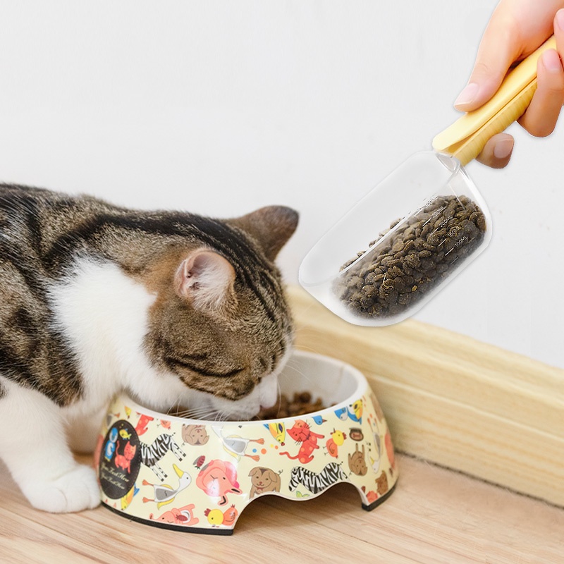 HamshMoc Muỗng Đo Lường Thức Ăn Cho Mèo Thiết Kế Cong Tay Cầm Dài Đa Năng Dễ Vệ Sinh