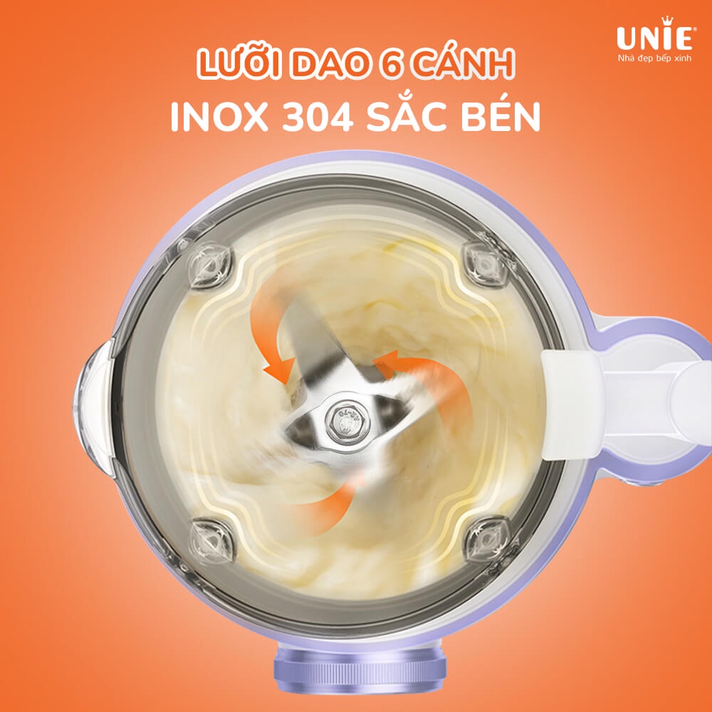 Máy làm sữa hạt UNIE UMB08- Nắp Inox- 5 chức năng xay nấu- Bảo hành 12 tháng